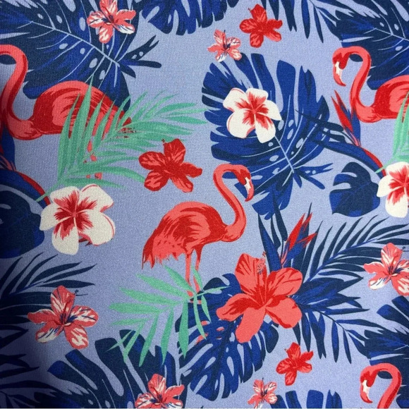 Tailorbyrd Men's Flamingo Print Bird Tropical Performance Polo Shirt Size Medium - Picture 5 of 6